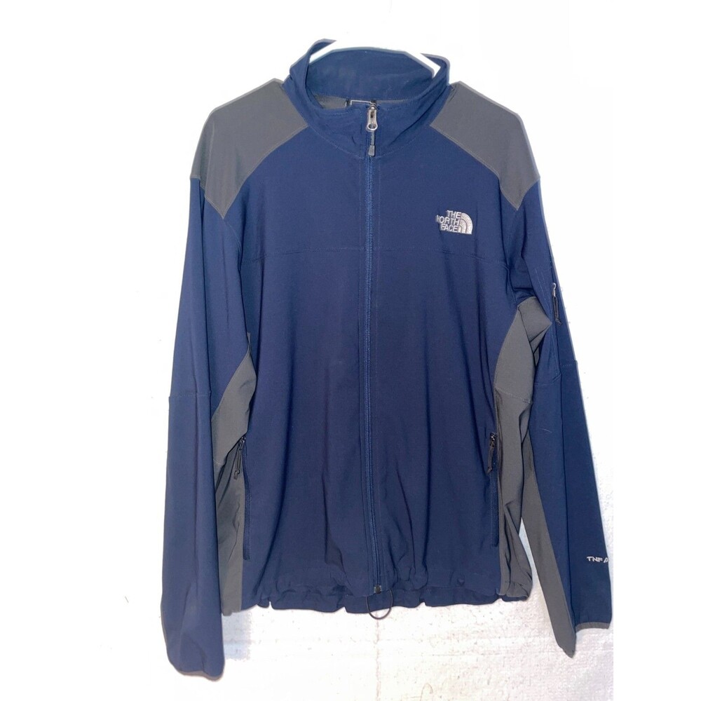 North Face Fleece Full Zip Navy Blue Gray Mens L Jacket TNF APEX Long Sleeve New